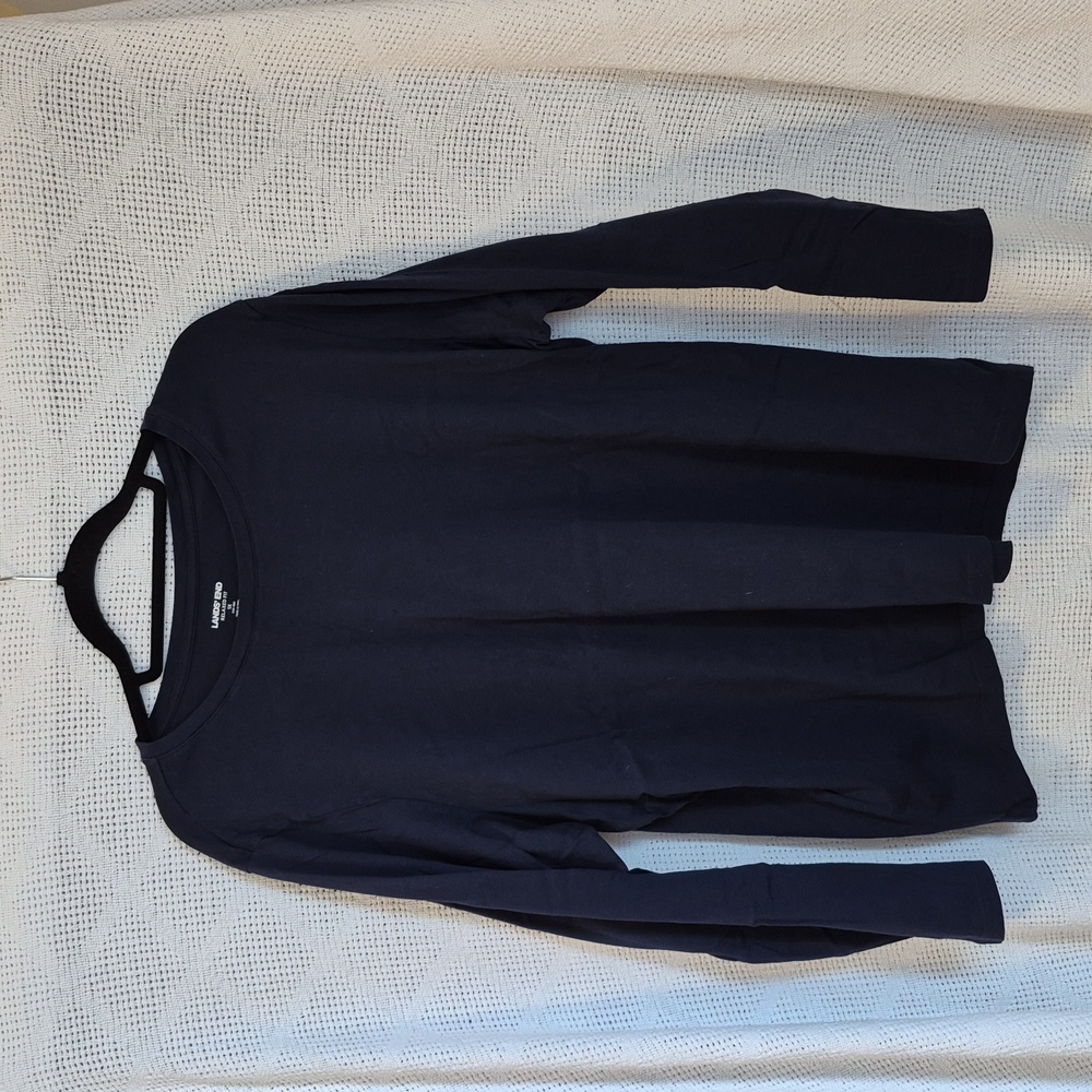 Land's End Plus Size Cotton Relaxed Long Sleeve Crew Neck Tee